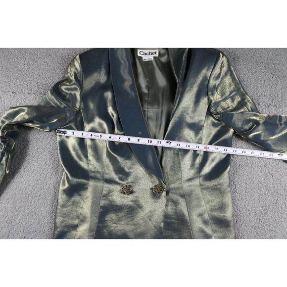 Cachet Jacket Womens 14P Metallic Jeweled Tuxedo Blazer Vintage USA - Picture 7 of 9